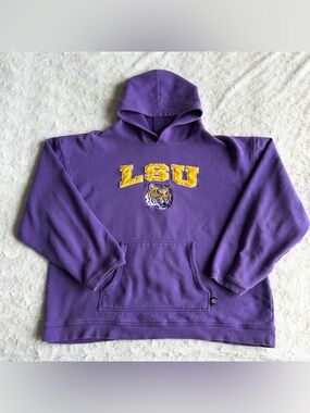 Vintage LSU Hoodie Sweatshirt Mens XL Purple Tiger Louisiana State Starter 90s